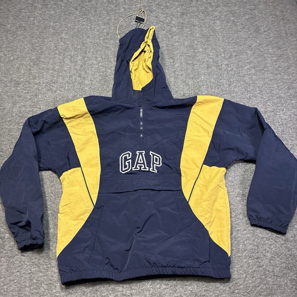 VTG Gap Kids XXL (14-16) Rain Jacket Pullover Half Zip 90s Spellout Hooded Retro